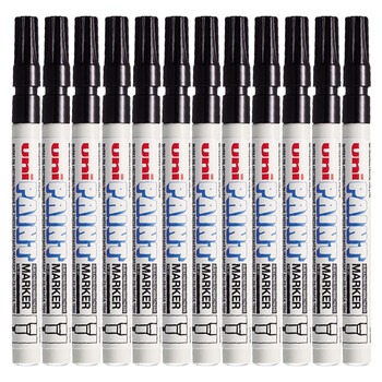 uni三菱（Uni）PX-21 小字油漆笔 0.8-1.2mm工业记号笔物流笔（可用于汽车补漆）黑色12支装