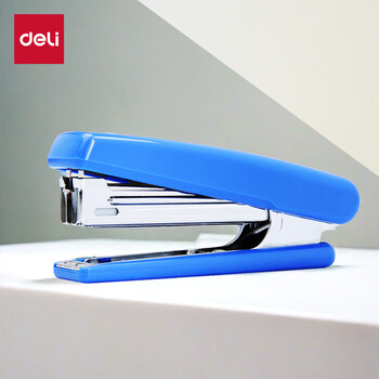 得力（deli）(deli)10#耐用订书机/订书器 尾部自带起钉器 蓝色