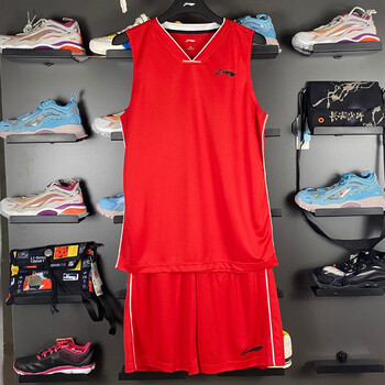 李宁球衣篮球服套装男队服比赛球服透气背心运动服aatn1132红色l