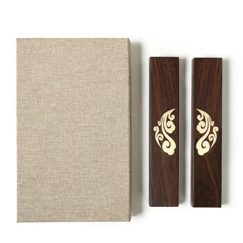 弘梅【全网低价】黑梓木祥云镇尺镇纸 黄铜实木毛笔书法学生压纸文镇 礼品礼盒包装镇尺