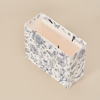 欧利文伴手礼小号包装袋中号纸袋手提袋儿童生日礼物袋子高档精致丝带礼品袋18x16x10cm 宝蓝紫幻4个装