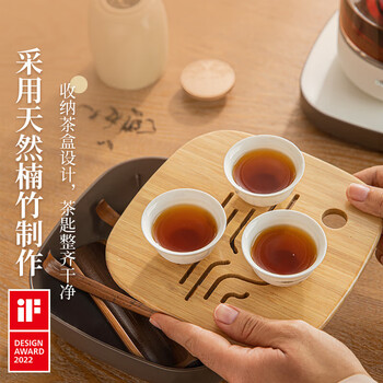 小熊煮茶器 养生壶煮茶壶迷你保温电水壶蒸茶器热水壶花茶壶黑茶304不锈钢0.5L配茶具茶杯ZCQ-A05S1