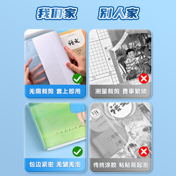 晨光（M&G）书套中号16k米菲插口式透明书套FWTN2101防滑书套课本包书膜书皮小学生保护套书壳包书纸10张/包