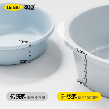 本迪大号加深洗脸盆39cm两只装盆学生宿舍洗衣洗菜盆加厚塑料双耳脸盆