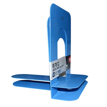 得力（deli）9262书立铁书立架办公室书隔创意书立书夹书靠书挡阅读架学生 蓝色2片/付 2付
