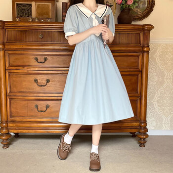 齐刻小仙女裙子纯欲风学生党小个子少女连衣裙高档初中高中jk夏小清系