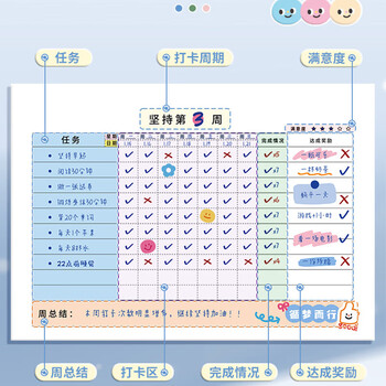 酷小帅自律打卡本神器计划表打卡器习惯养成打卡表学习计划本自律每日打卡器学习用品 静谧蓝