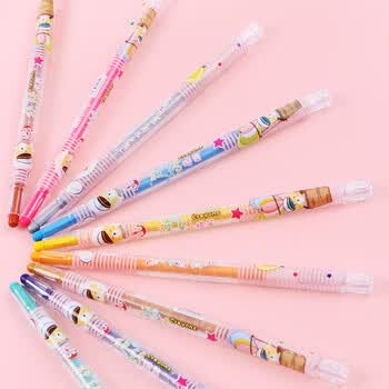 晨奇文具儿童推出式蜡笔套装24色画涂鸦笔不脏手不易断美术美育工具画画笔
