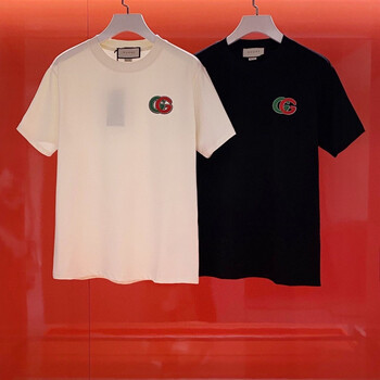 100纯棉圆领2024夏季新款时尚百搭潮米白色古驰gucci短袖t恤礼盒装l