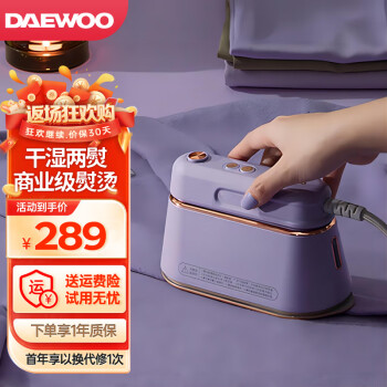 大宇（DAEWOO） 手持挂烫机电熨斗 家用增压蒸汽熨斗小型迷你大功率烫衣服便携式旅行干湿熨烫机 灰藕紫