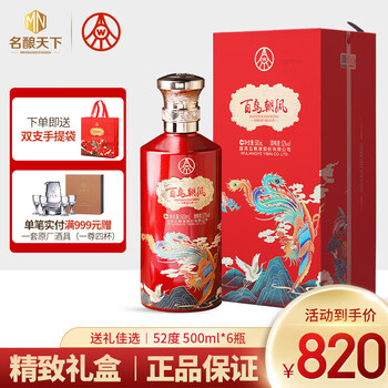 百鳥朝鳳 WULIANGYE 500ml WULIANGYE 五粮液百鸟朝凤蓝钻浓香型白酒礼盒52度500ml*2瓶送礼