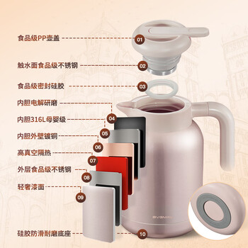 宝威玛（BVGMAV）保温壶英国 家用保温水壶 大容量不锈钢热水壶高档保温保冷瓶1.6L