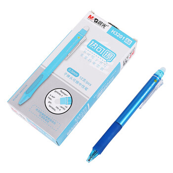 晨光（M&G）热可擦中性笔经典按动子弹头水笔0.5mm学生用签字笔晶蓝色AKPH3201B2 12支装