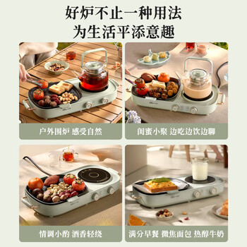 小熊（Bear）电陶炉 围炉煮茶养生壶 煮茶器煮茶炉可煎烤 家用多功能分区控温电陶炉电磁炉不挑器具 DTL-H16P3