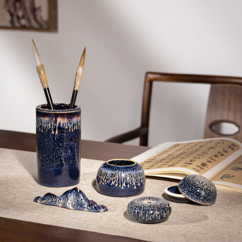 張小鳳文房四宝套装高档毛笔套装全套书法套装笔墨纸砚套装国画套装软笔套装新年礼盒【窑变无双礼盒】