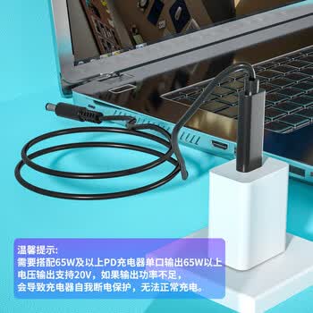 Delippo PD诱骗线Type-C转小口4.5*3.0MM适用戴尔笔记本xps13 9360 7460 7472 燃7000电脑充电器线65W