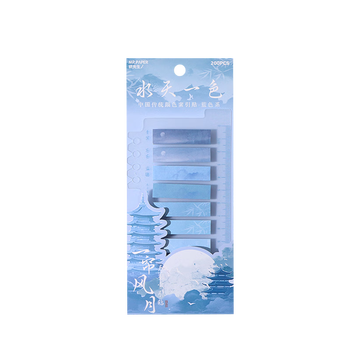 TaTanice 便利贴古风山水墨画高颜值贴纸国风插画简约留言本便签纸有粘性索引贴 水天一色