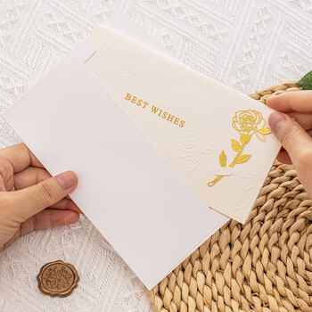 天色玫瑰书签贺卡三八女神节礼物生日明信片邀请函伴手送礼1贺卡1信封1内页1火漆贴TS-6123Bestwishes