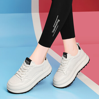 金丝兔春季款小白鞋女厚底学生时尚休闲鞋女装运动鞋皮面旅游鞋大码