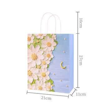 TaTanice礼品袋 生日礼物手提袋新年节日礼品收纳袋高级感购物包装袋可爱纸袋油画风景