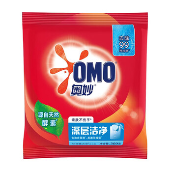 奥妙 洗衣粉 深层洁净300G*6袋 柔顺不伤手 无残留+湿巾单片