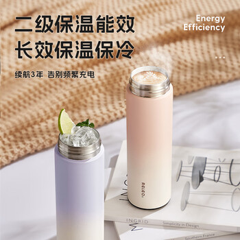 物生物（RELEA）保温杯男女316不锈钢水杯智能显温大容量车载泡茶杯子端午节礼物