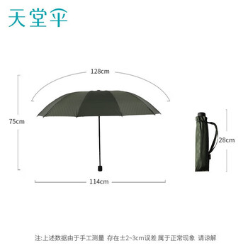 天堂 双人晴雨伞三折 10骨双人超大号简约经典折叠便携 纽曼绿