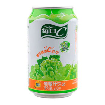 hywlkj饮料每日c沁爽葡萄汁310ml罐装听装整箱果味饮料夏季饮品 310ml