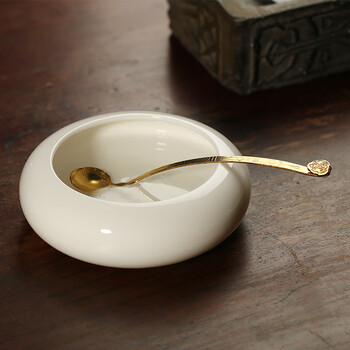 漢墨 羊脂玉白瓷圆形笔洗 德化陶瓷毛笔笔洗大号 文房四宝礼品礼盒水洗