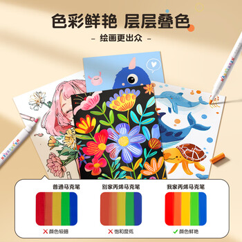 名遇丙烯马克笔24色小学生水彩笔儿童芝士包美术专用绘画笔diy丙烯颜料套装儿童生日礼物水彩笔画画笔