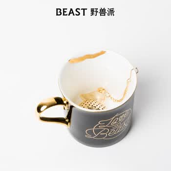 野兽派（THE BEAST）唇印骨瓷儿童马克杯金茶漏套装礼盒杯子生日礼物新婚礼物