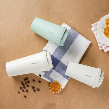 乐扣乐扣（LOCK&LOCK）遇见元气保温保冷咖啡杯弹跳盖男女颜值水杯LHC3271BEG白色400ML