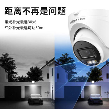 dahua大华监控摄像头 200万双光网络高清半球监控摄像机 POE供电红外夜视监控器 P20T1-A-IL-2.8mm
