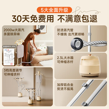 奥克斯（AUX）立式挂烫机40g/min超大蒸汽2.3L水箱家用蒸汽熨烫机电熨斗大功率平挂两用双杆服装店熨衣机AGS-798