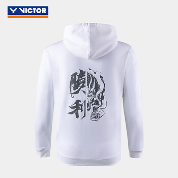 VICTOR威克多胜利羽毛球服男女同款帽衫卫衣T15106 白色 O VICTOR威克多胜利羽毛球服男女同款帽衫卫衣T15106 白色 O