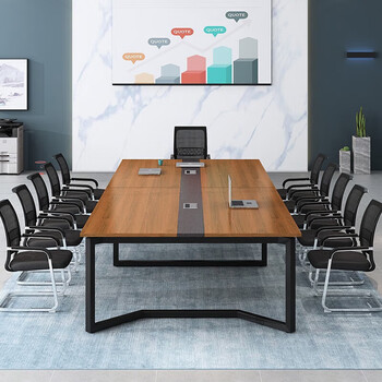 圣黎办公桌会议桌长桌简约现代长方形培训洽谈桌2.4米+8把椅
