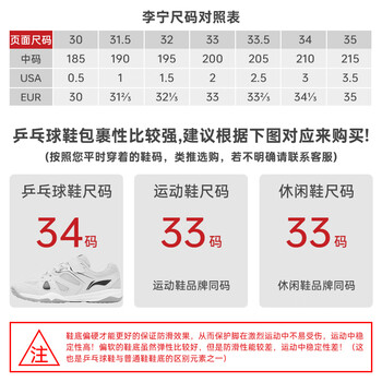 李宁（LI-NING）乒乓球鞋儿童鹰眼2.0透气减震专业比赛训练运动鞋 31.5