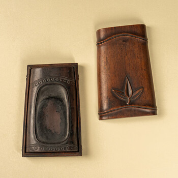 中国文房具　端渓硯　瓜文彫刻　「寿」銘　彫刻入　書道具　古硯 ES1-9 中国文房具 端渓硯 瓜文彫刻 「寿」銘 彫刻入 書道具 古硯 ES1-9