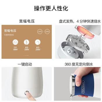 摩飞电器（HWM）摩飞电器 电水壶便携式不锈钢电热水壶迷你小容量水壶旅行出差酒店烧水壶 MR6090