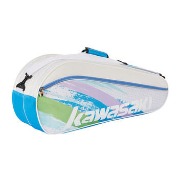 川崎（KAWASAKI）羽毛球包大容量多功能手提单肩斜挎包3支装C8368 米白绿