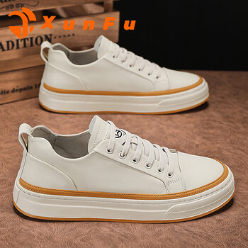 迅弗男鞋子男2024春季新款休闲鞋男士潮流运动板鞋男时尚商务小白鞋