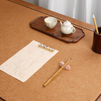 漢墨 60%卷装羊毛包边毛毡垫 加厚耐磨书法书画咖色80*150cm毛毡垫 文房四宝写毛笔字毛毡