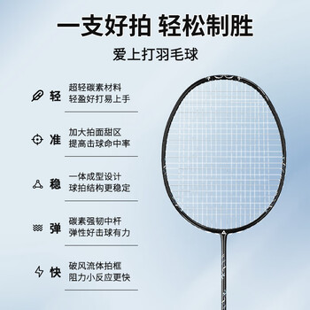 匹克羽毛球拍全碳素对拍成人学生儿童拍套装轻风系列 黑白