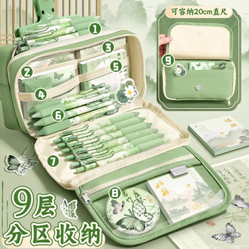 舒星国风笔袋高颜值大容量女生文具袋套装新年儿童礼物女孩透明铅笔盒小学生古风新中式复古铅笔袋男