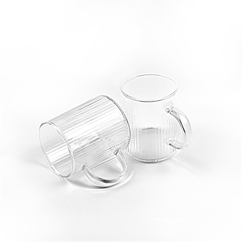 众璟堂- 竖纹玻璃杯 300ml透明花茶杯耐高温泡茶杯子家用水杯把杯 4只装