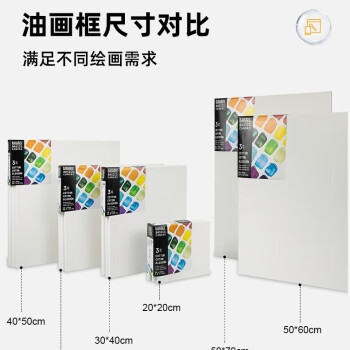 丽唯特油画画框纯棉画布亚麻油画框油画布油画画板油画颜料工具油画白布框画布带框肌理丙烯画 纯棉画框3个装20x20CM