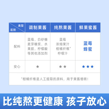 丙田 蓝莓果酱220g 0脂肪果肉无添加蔗糖 烘焙面包涂抹水果酱儿童冲饮