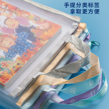 晨光（M&G）文具 学科分类可手提文件袋小学生拉链袋 作业科目收纳书本袋 单层网纱5个装ADM945A4