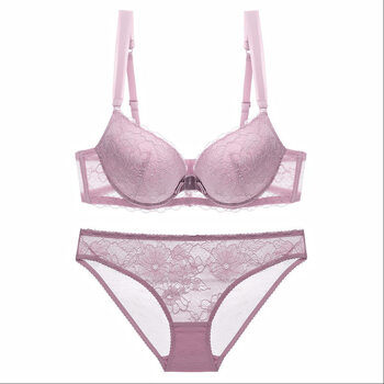 里斯兰小胸性感蕾丝聚拢文胸套装蝴蝶结上薄下厚女士内衣品牌直营