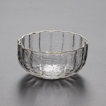 京东家装节 日式锤目纹斗笠品茗杯锤纹玻璃小茶杯手工个人杯品茶单杯